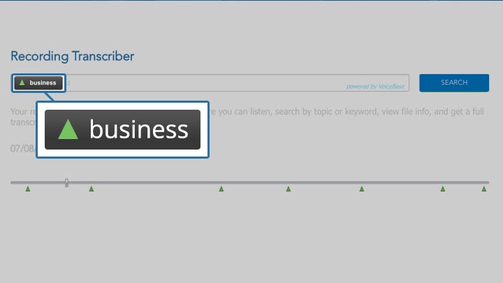 Screenshot of search bar on the Recording Transcriber page.