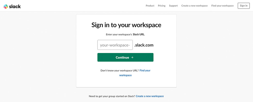 Slack Sign in